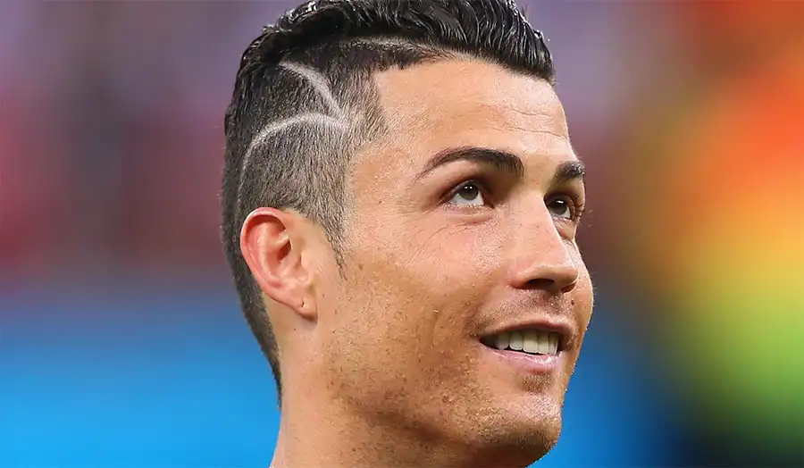 Cristiano Ronaldo and his sharp football hairstyle