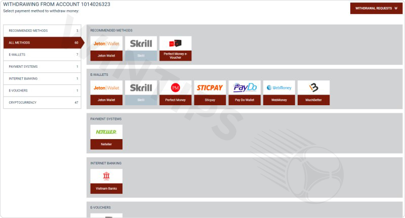 Choose a withdrawal method