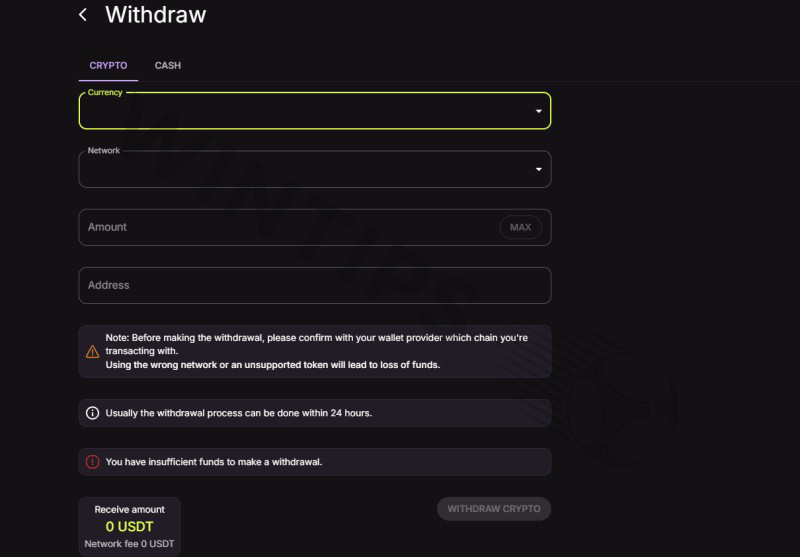 Fill in withdrawal account information