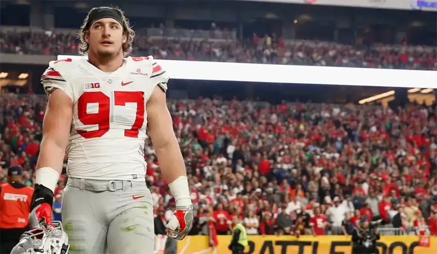 Joey Bosa, Ohio State defensive end making a tackle