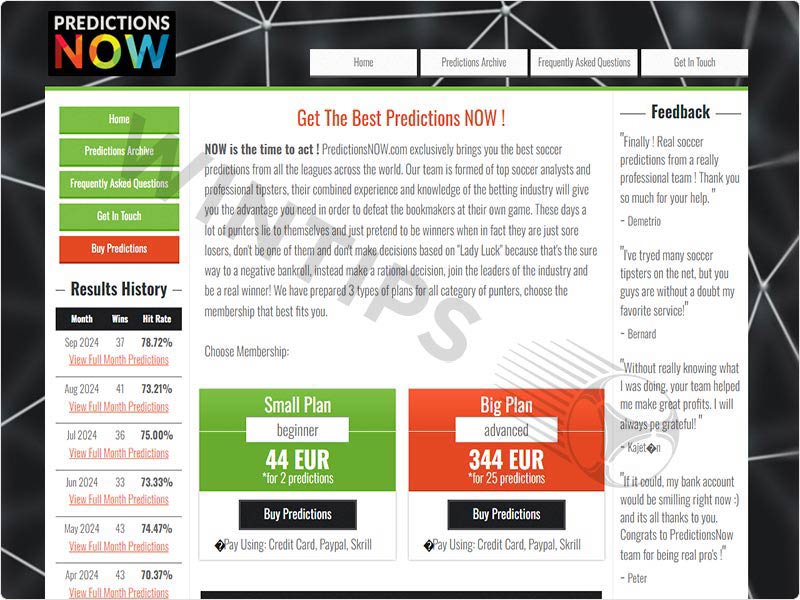 The PredictionsNow.com website features a simple and intuitive design, providing a user-friendly experience