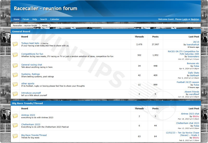 Racecaller - A reputable forum in the horse racing betting community