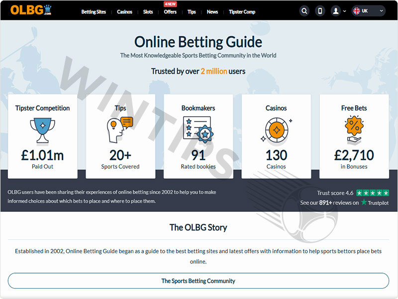 The OLBG tips website is attractively designed with a user-friendly and visually appealing interface