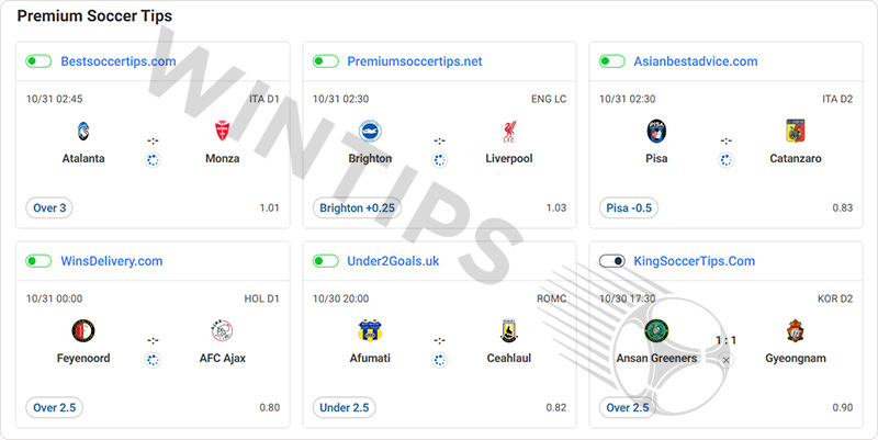 Quality of football tips on the Wintips website