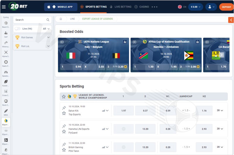 Betting on E-sports at 20Bet
