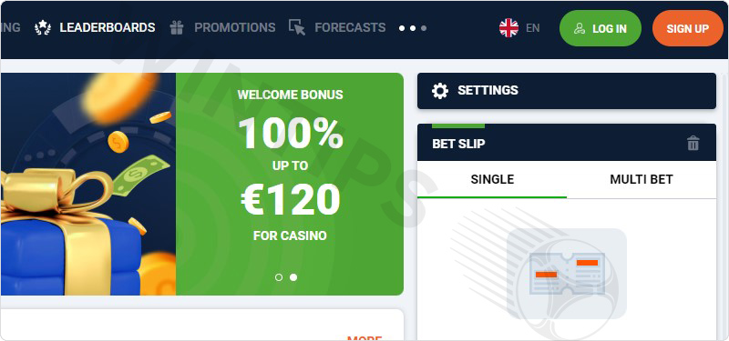 Access the link to the 20Bet bookmaker and select register