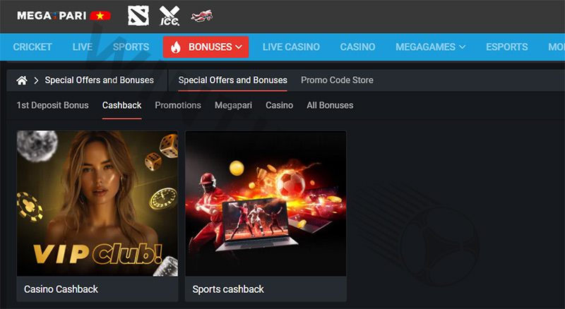 Cashback promotions for Players