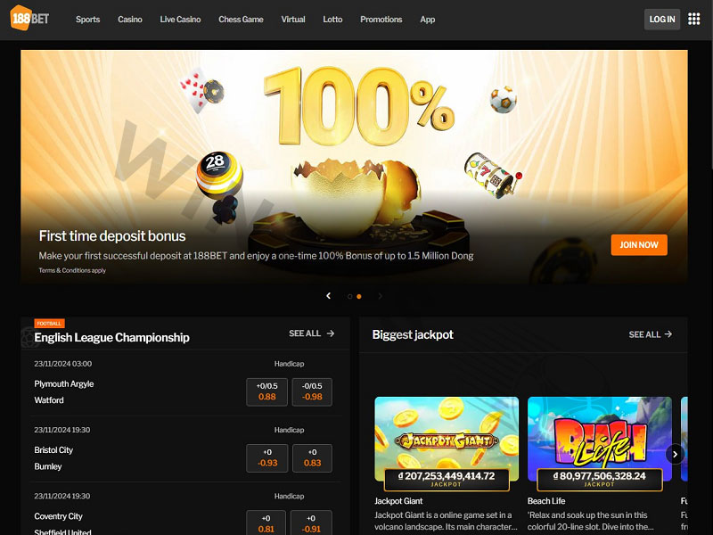 Promotions at 188bet bookmaker