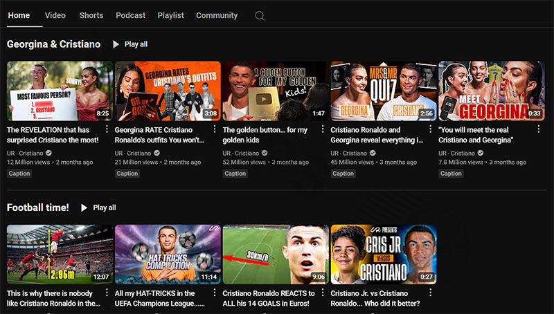 Ronaldo's YouTube channel not only focuses on his sports career but also brings special content about his life off the field