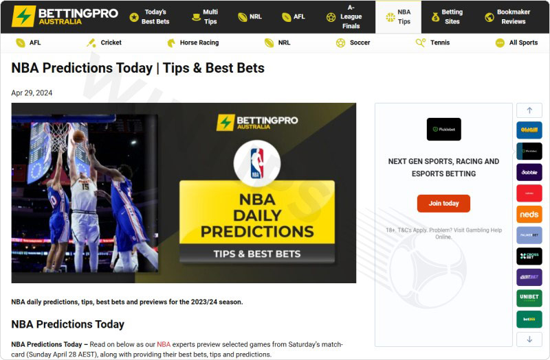 BettingPro - Best basketball prediction site