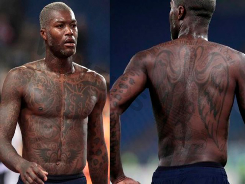 One of Djibril Cissé most recognizable features is the black angel wings tattoo on his back