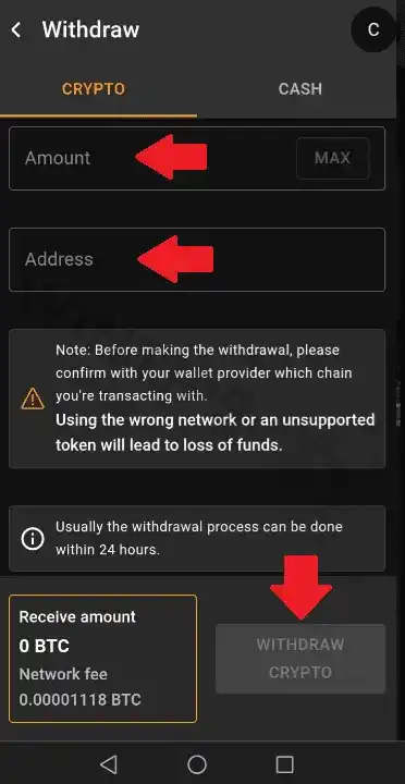 Withdraw with Crypto