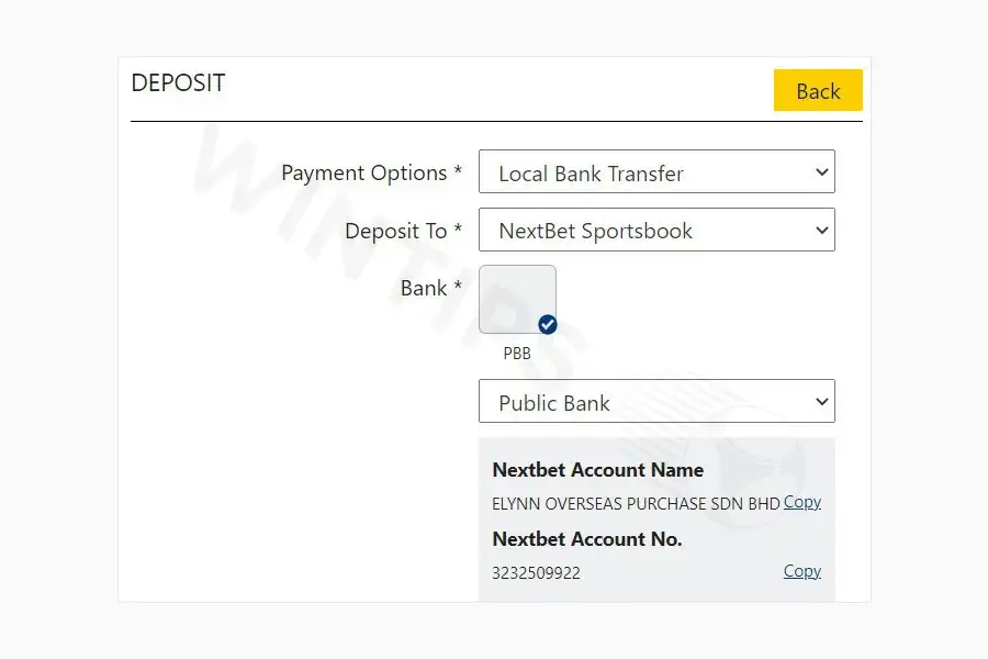 Choose to deposit via Local Bank