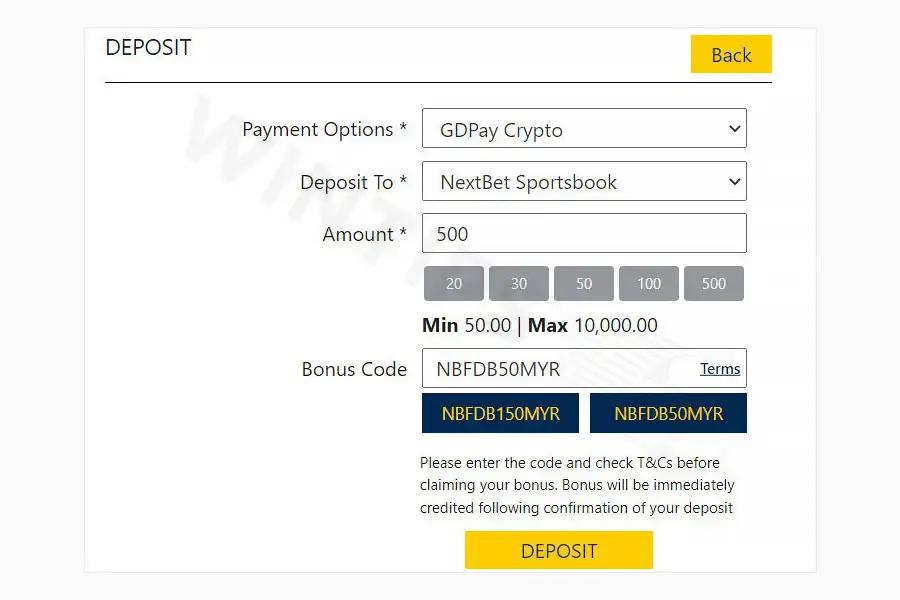 Deposit Nextbet with GD Pay