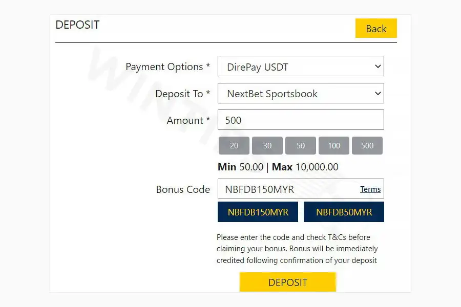 Deposit Nextbet with Dire Pay