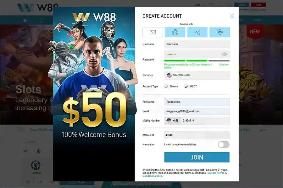 fill-in-all-information-to-register-for-a-w88-betting-account