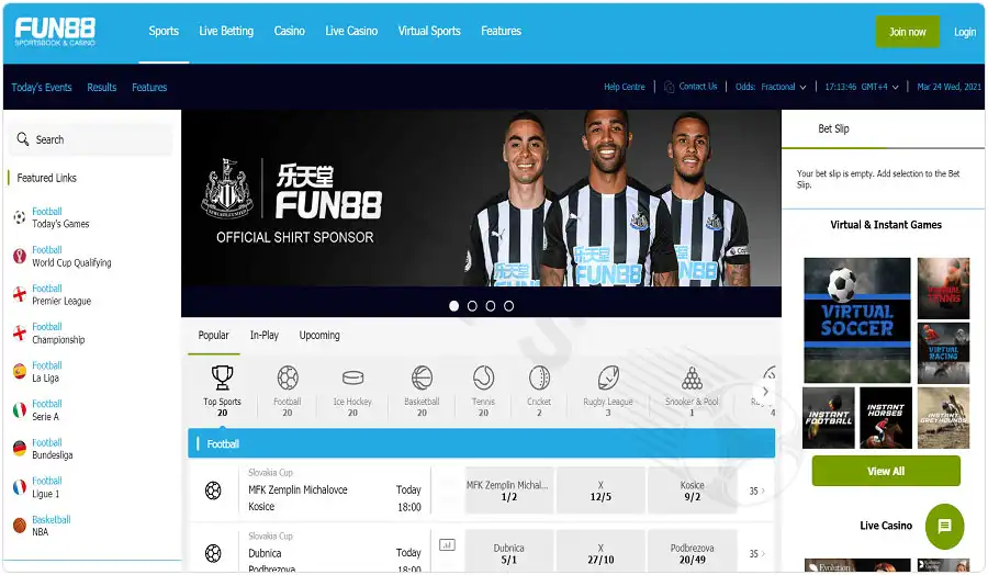 FUN88 is a reputable bookmaker with strong security and stands out in e-sports events.