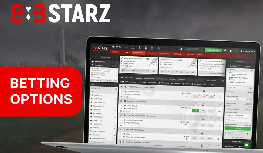 888StarZ - Diverse betting platform, supporting both sports and casino