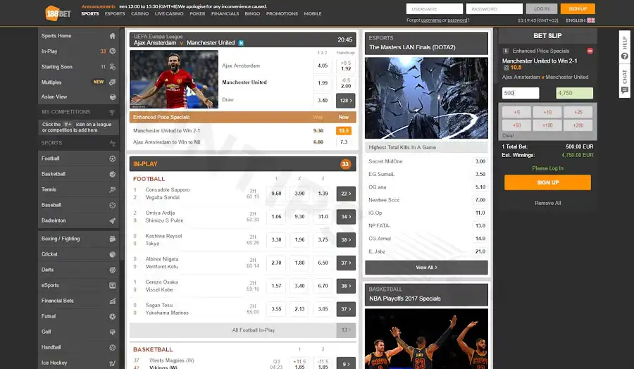 188Bet impresses with smart betting suggestions and in-depth statistics