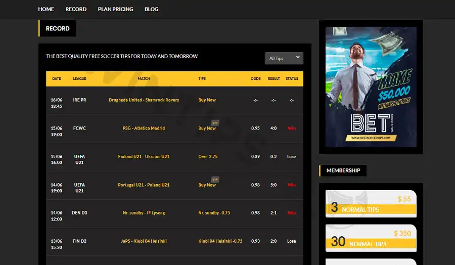BestSoccerTips' tips are reputable, in-depth, transparent and cover many large and small tournaments around the world