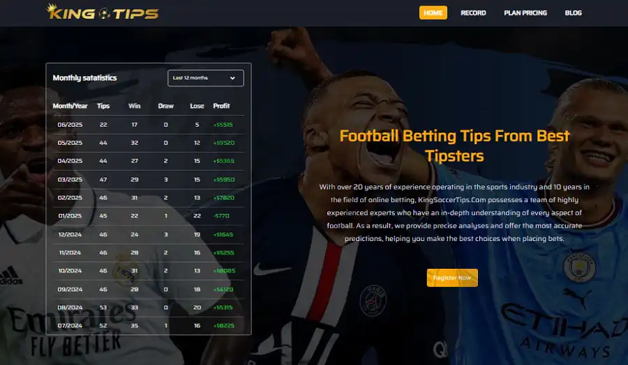 KingSoccerTips interface is simple, easy to use, loads quickly and is well optimized for both computers and mobile devices