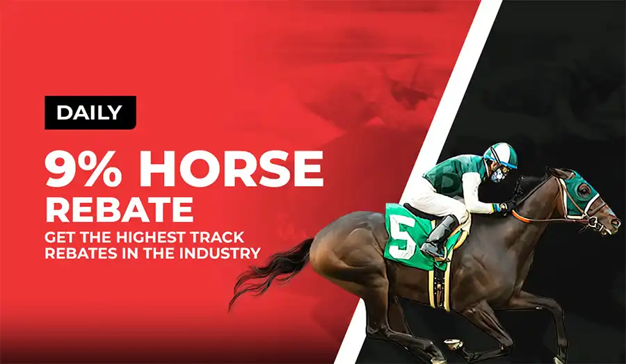 Daily rebates up to 9% on internet wagers placed through BetOnline’s racebook