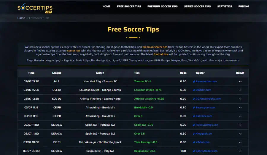 Soccertips - A place to synthesize high quality tips from many reputable sources in the world, suitable for both professionals and beginners