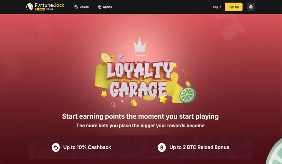 Up to 10% cashback and 2 BTC reload!
