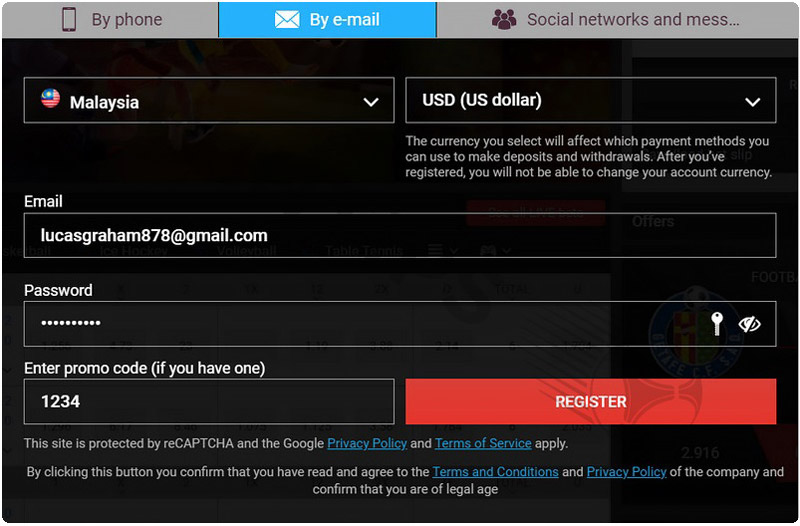 Register MEGAPAR by E-mail