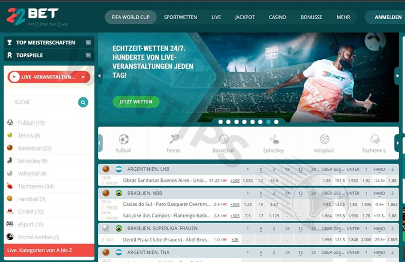 22Bet – Best sports betting sites in Nigeria