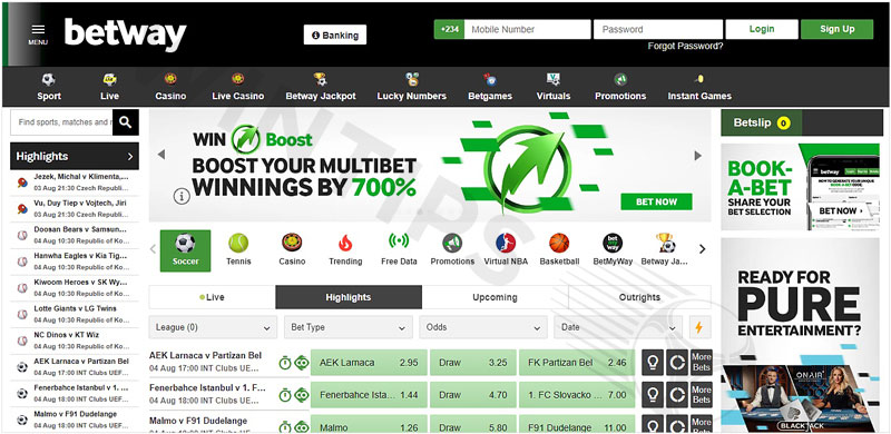 Betway bookmaker offers a wide range of betting options