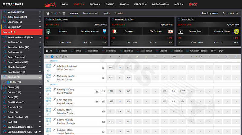 MEGAPARI - Multinational boxing betting site