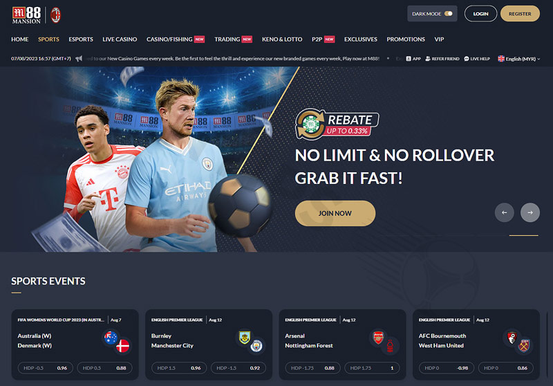 The M88 free bet casino site is rated top class in 2024