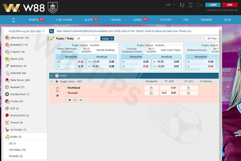 W88 is a comprehensive bookmaker for sports betting