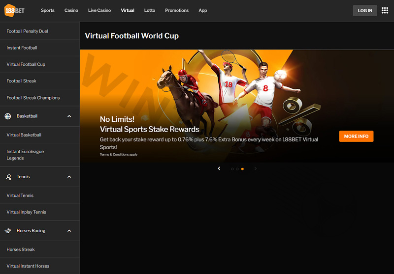 188Bet’s virtual sports are provided by two providers, LEAP and BETRADAR