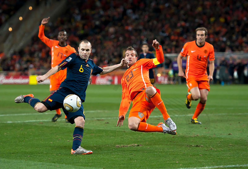 Iniesta with the golden goal at the 2010 World Cup