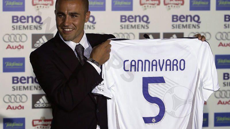 Midfielder F. Cannavaro wears the number 5 shirt for Italy