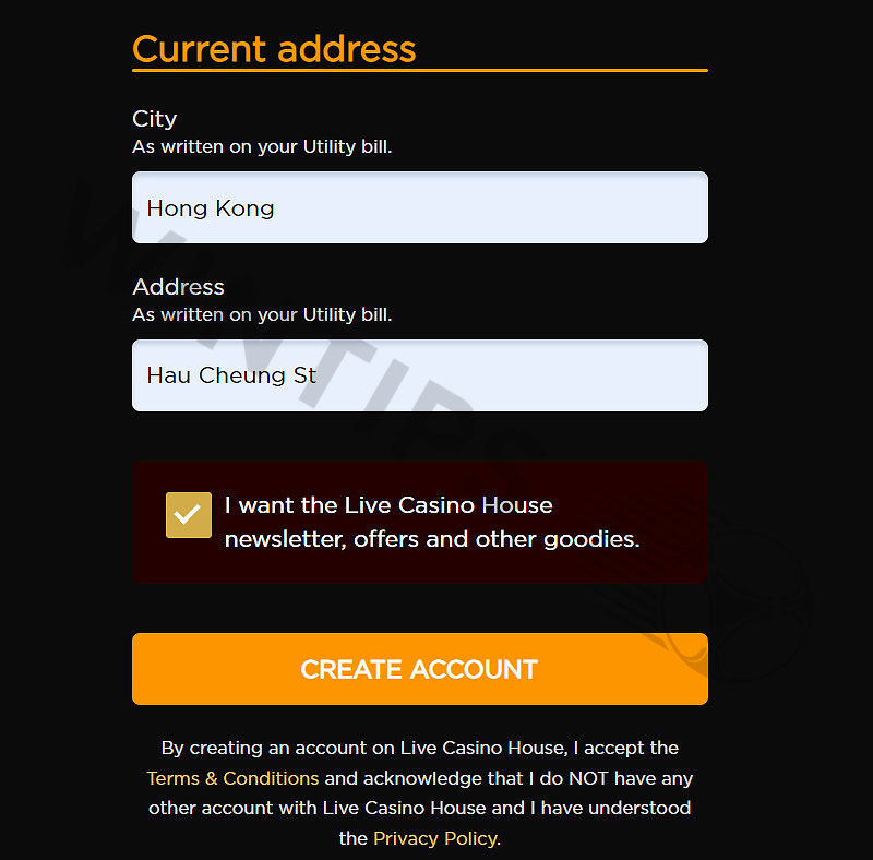 Complete registration information