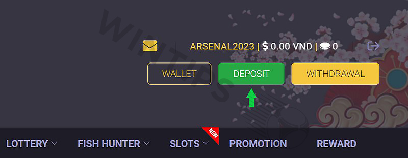 Log in to Vegas and select Deposit