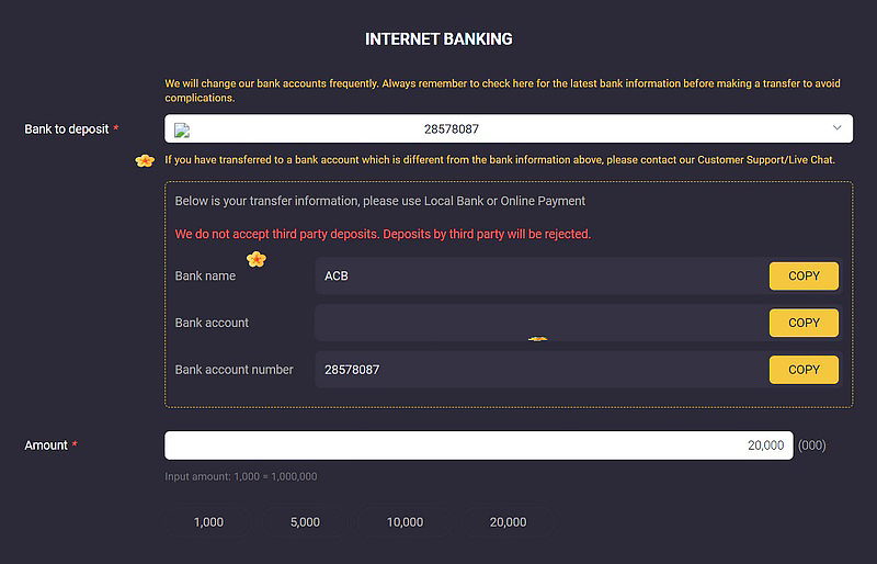 Save the beneficiary account number