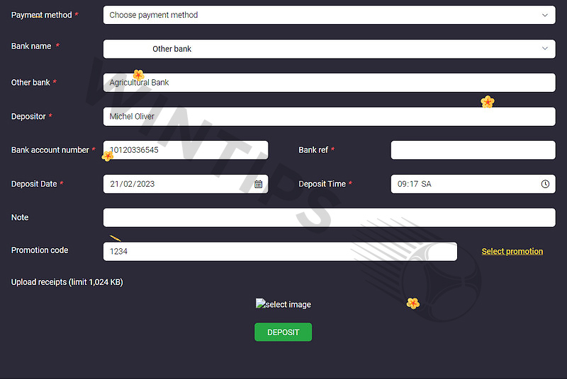 Complete the Reload slip information