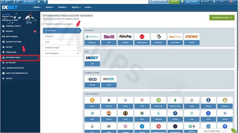 Select the WITHDRAWAL section