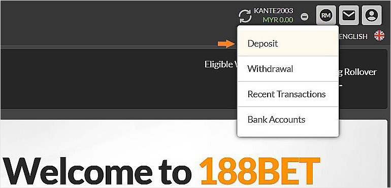 188Bet Deposit option