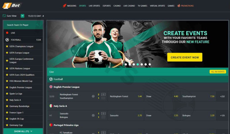 1Bet - The site offers competitive odds