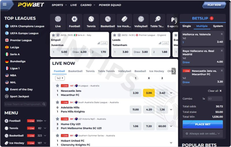 PowBet - Provides many convenient betting tools