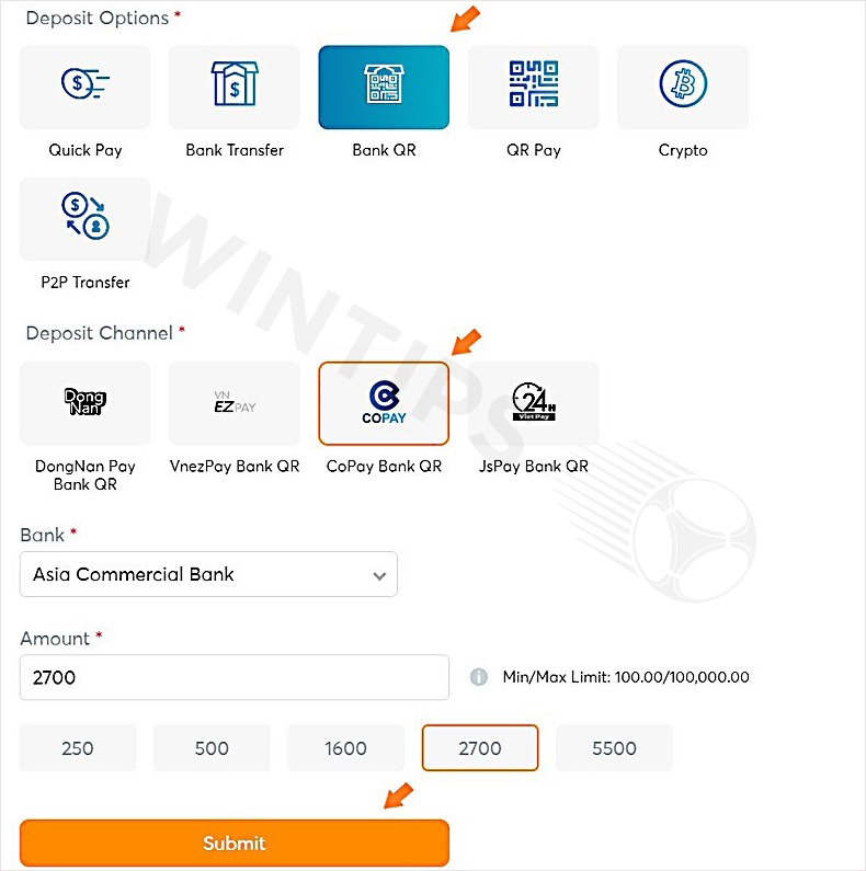 Deposit via Bank QR