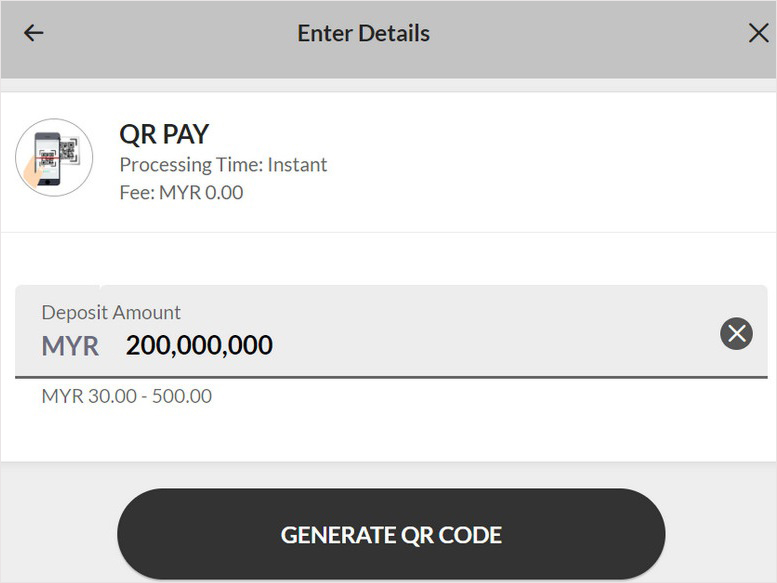 Deposit with QR Pay