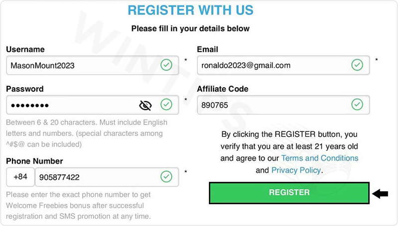 Enter basic information to register a Fun88 account on mobile