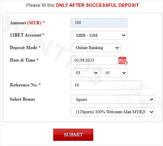 Fill in the Reload slip information