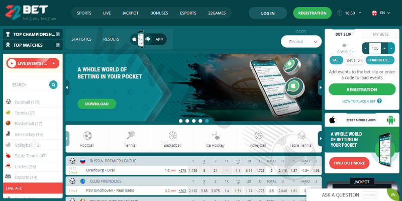 22bet - Betting site Panama